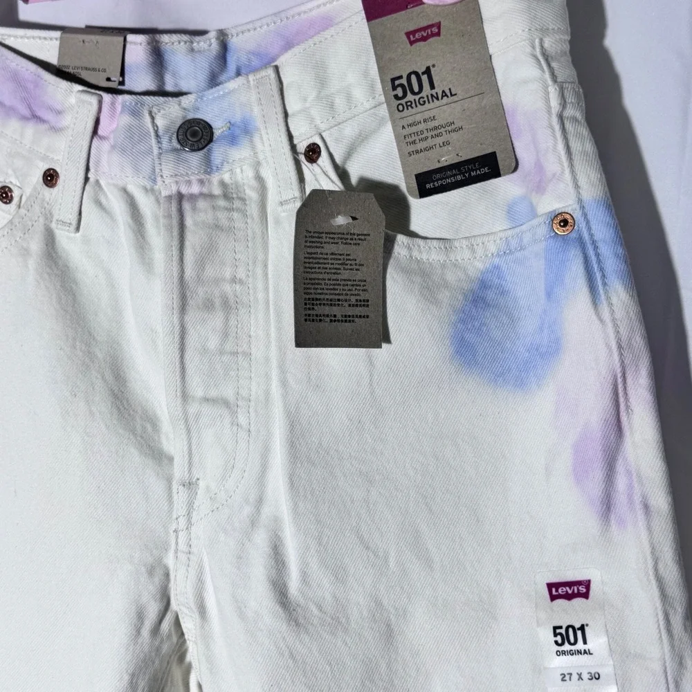 NWT Levi's 501‎ Original Fit White Tie Dye Straight Leg Jeans Various Sizes